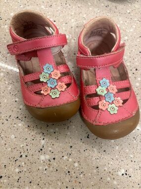 Stride Rite Coral Pink Floral Mary Jane Toddler Shoes